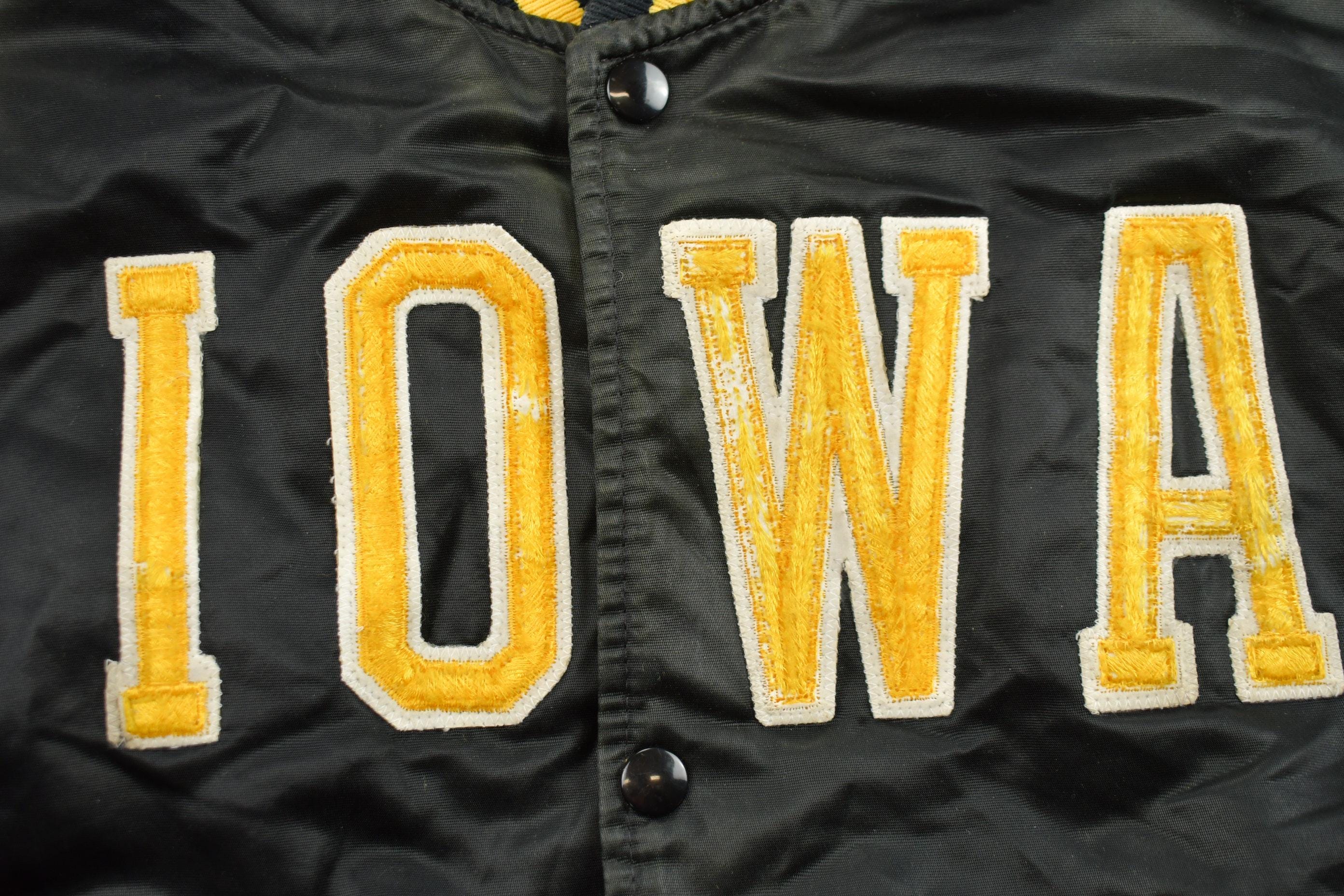Vintage 1990s Iowa Hawkeyes NCAA Collegiate Satin Bomber Jacket Men's XL - Image 4