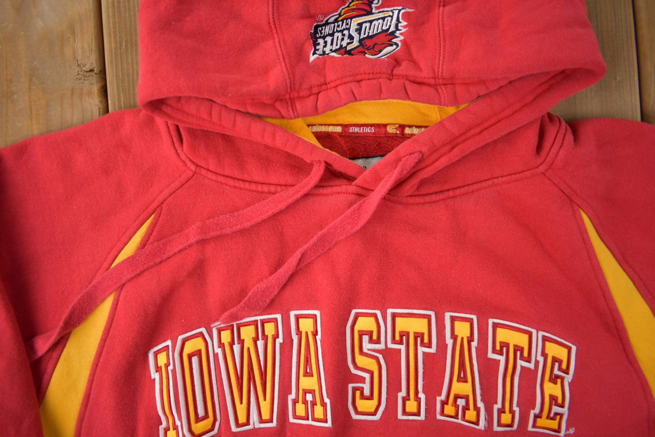 Vintage 1990s Iowa State University Cyclones Collegiate Embroidered Hoodie Men's Large - Image 3