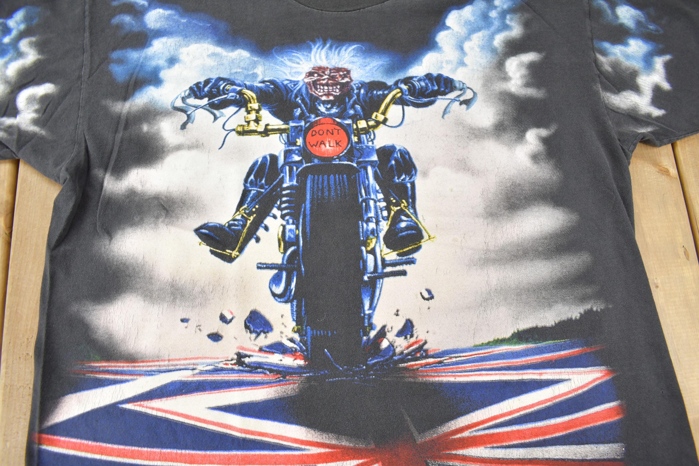 Vintage 1990s Iron Maiden All Over Print Band Tee - Image 3
