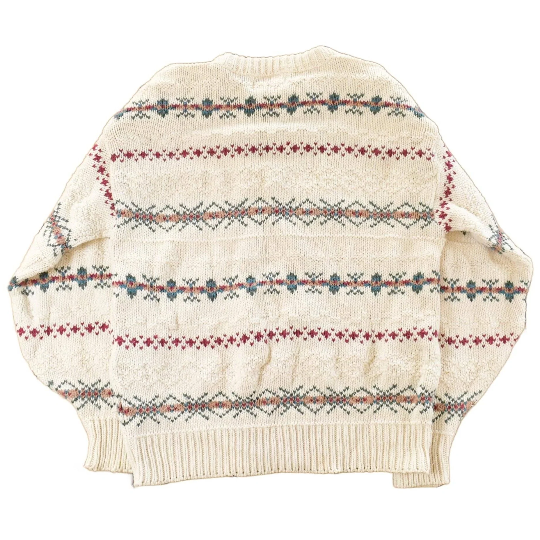 Vintage 1990s Isle of Cotton Abstract Knit Crewneck Sweater Women's Medium - Image 2
