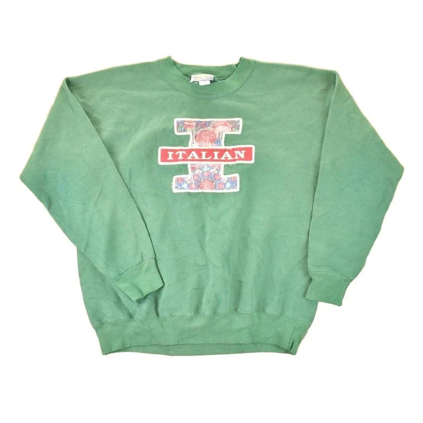 Vintage 1990s Italian Big L Patch Crewneck Sweatshirt Men's L