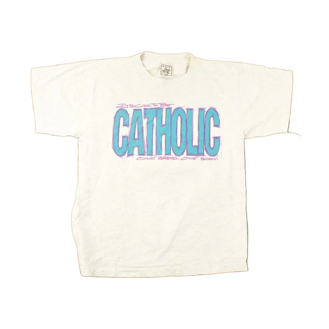 Vintage 1990s Its Cool To Be Catholic Souvenir Travel T-Shirt Men's M - Image 2