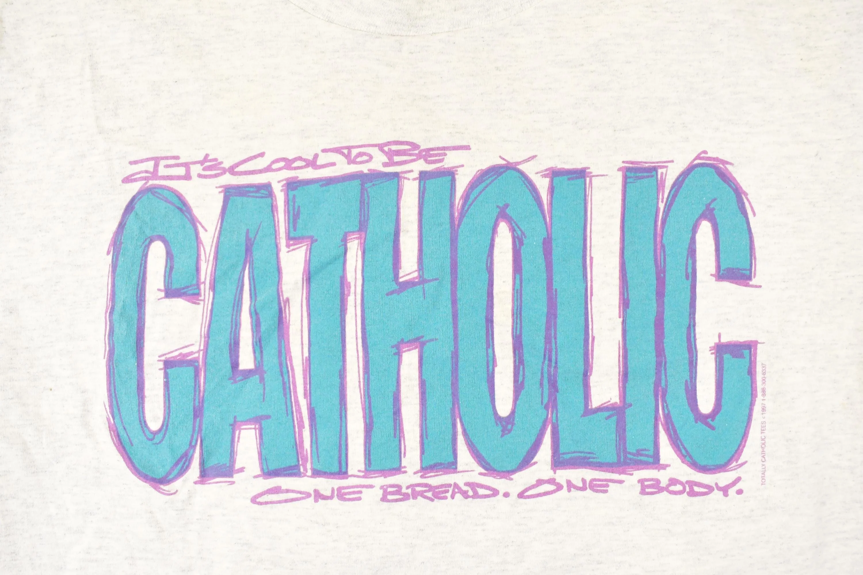 Vintage 1990s Its Cool To Be Catholic Souvenir Travel T-Shirt Men's M - Image 3