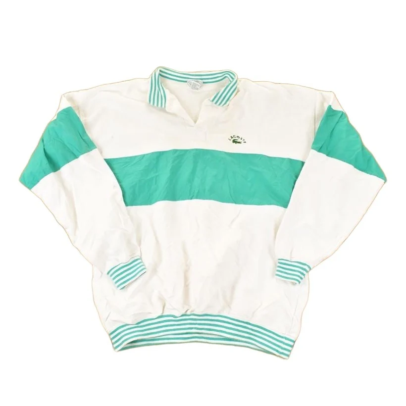Vintage 1990s Izod Lacoste Colour Block Collared Crewneck Sweatshirt Men's L