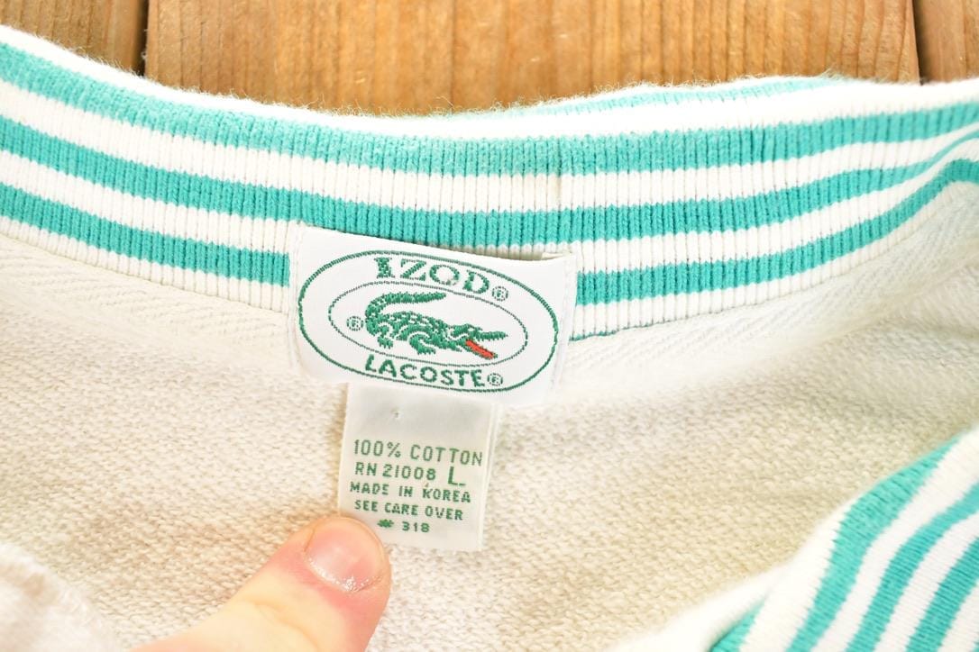Vintage 1990s Izod Lacoste Colour Block Collared Crewneck Sweatshirt Men's L - Image 5