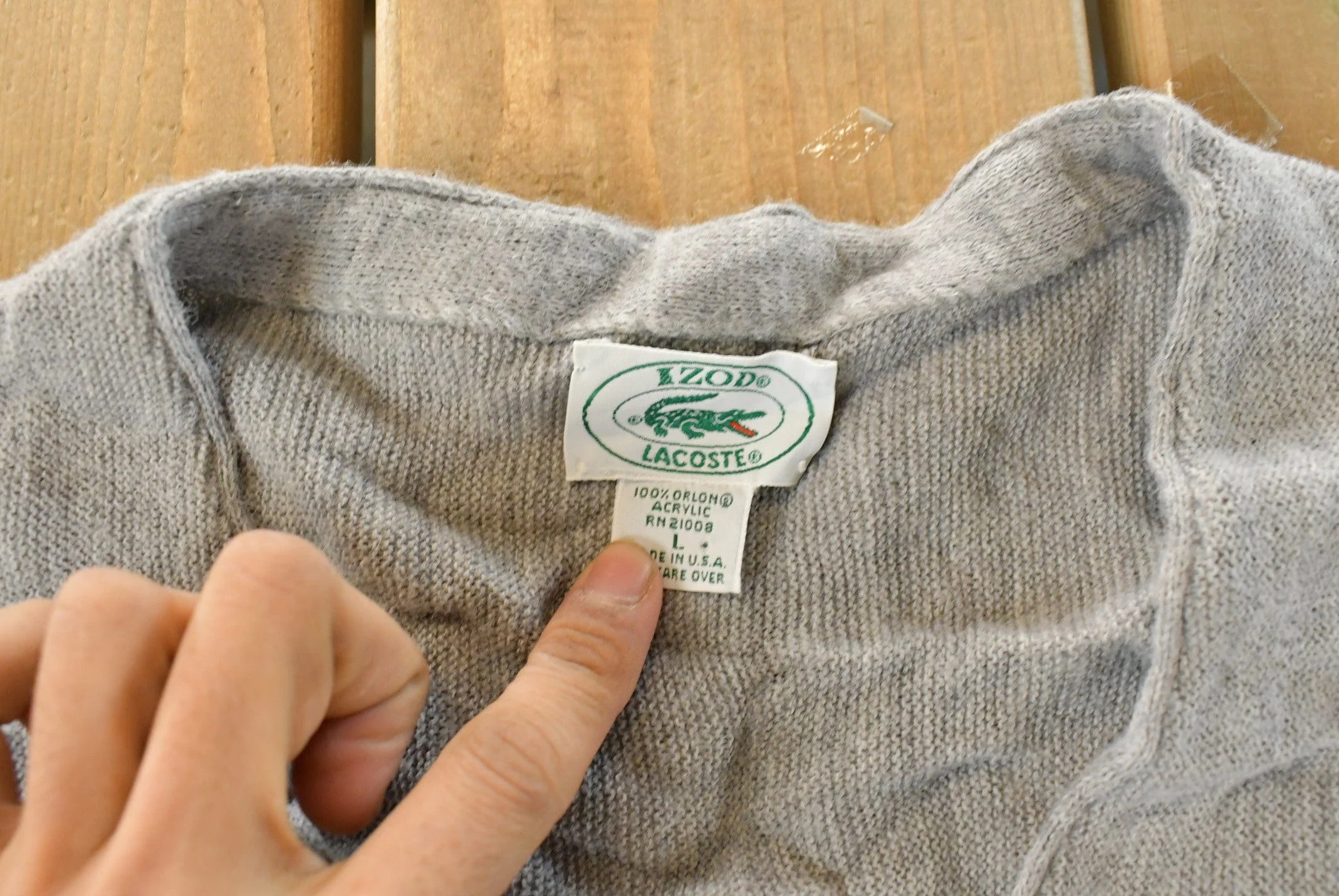 Vintage 1980s Izod Lacoste Knit Cardigan Sweater Men's Large - Image 5