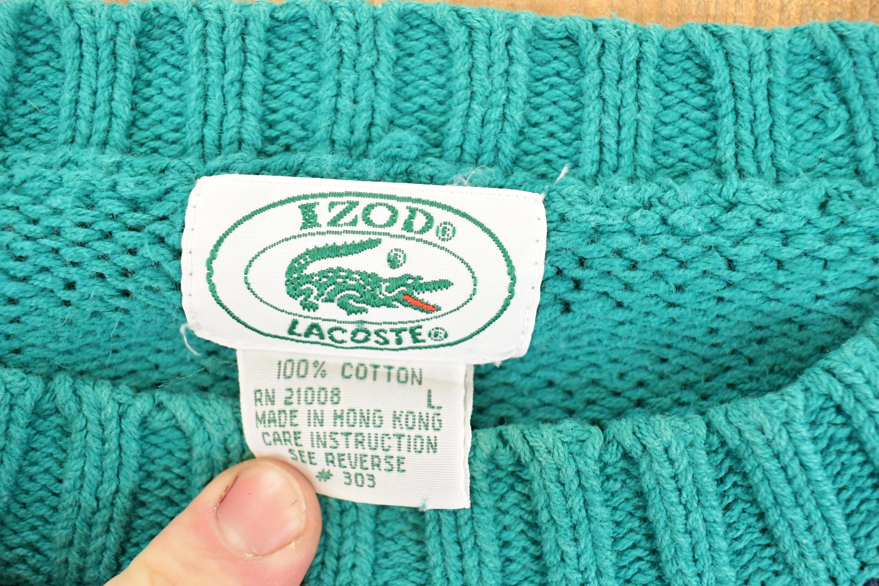 Vintage 1990s Izod Lacoste Striped Knit Crewneck Sweater Men's L - Image 4