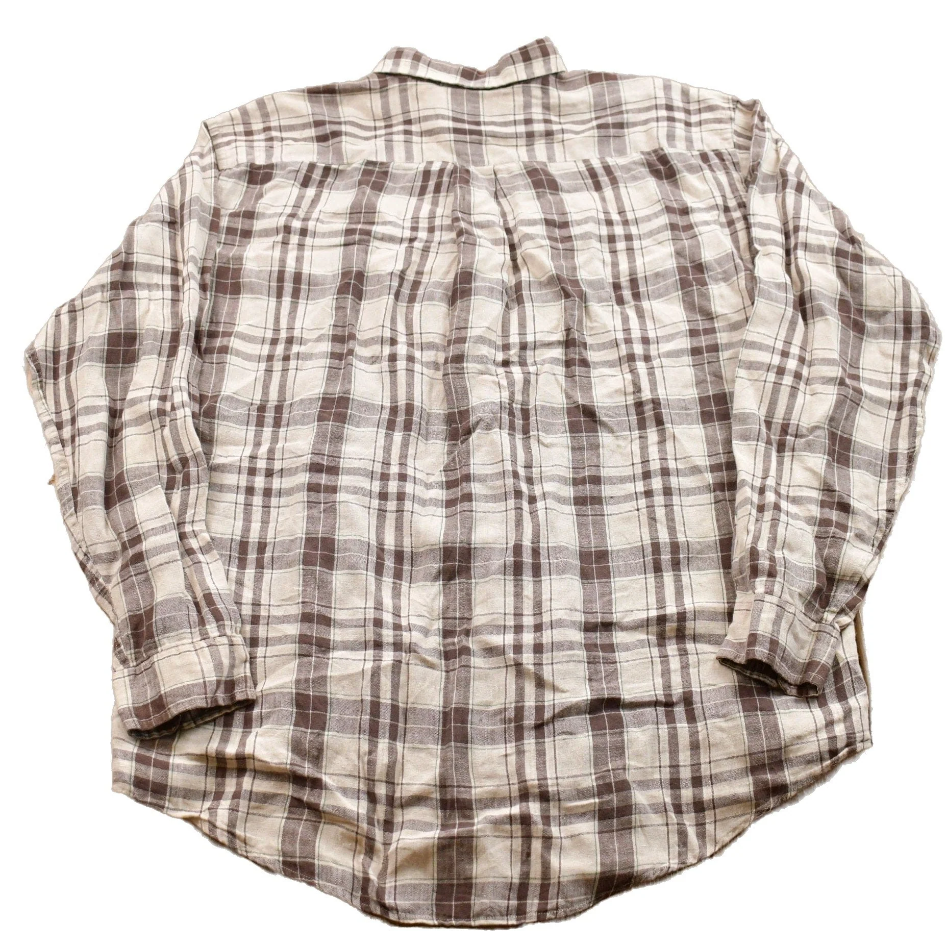 Vintage 1990s J Crew Plaid Linen Button Up Shirt Men's Large - Image 2