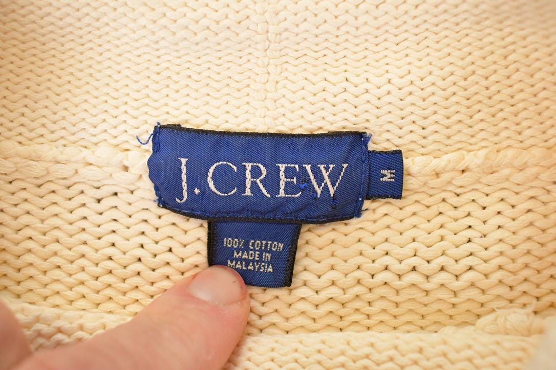 Vintage 1990s J Crew Tan Knit Mock Neck Sweater Men's L - Image 4
