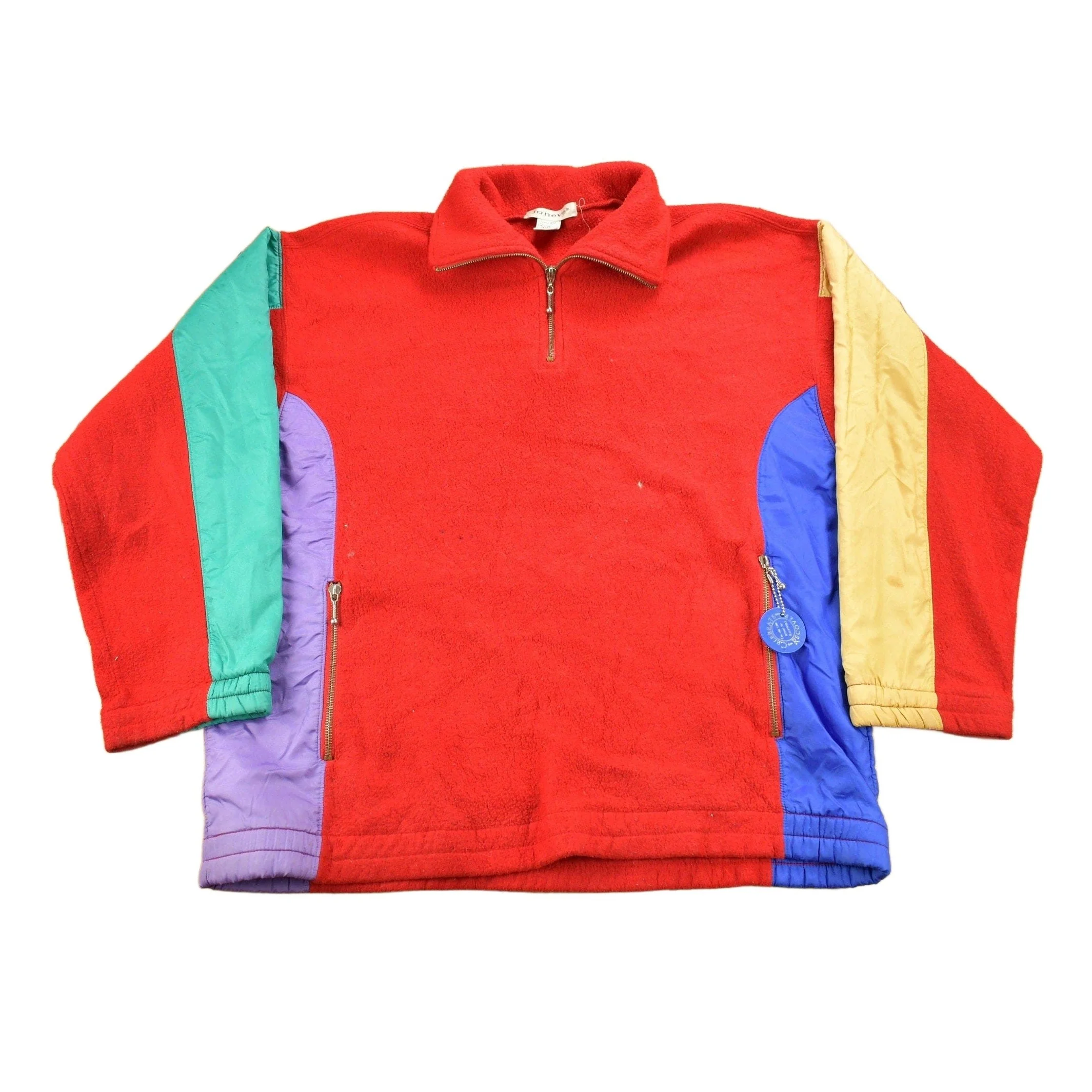 Vintage 1990s Janeve Quarter Zip Fleece Sweater Men's Large