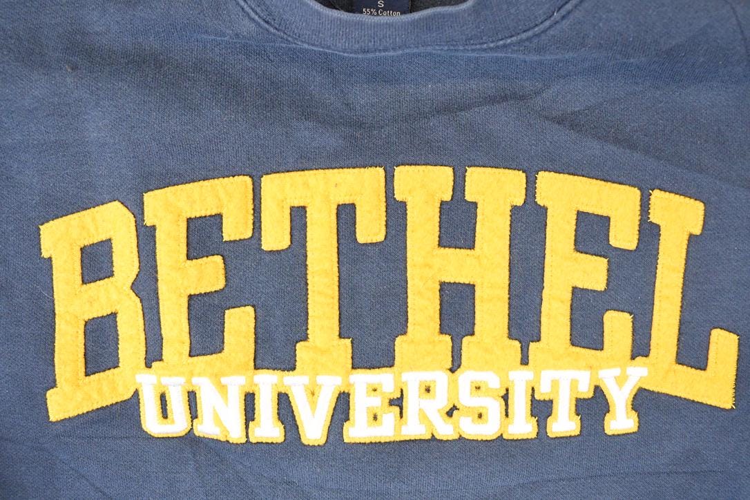 Vintage 1990s Jansport Bethel University Embroidered Crewneck Sweater Mens S - Image 3