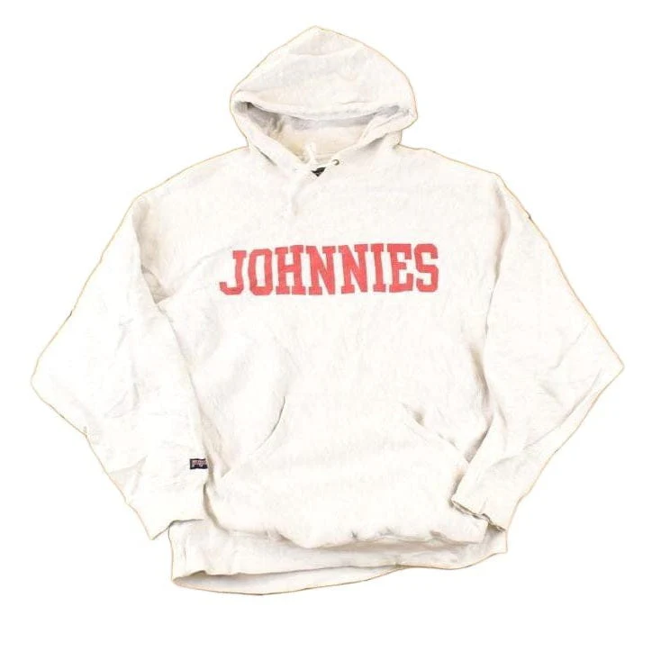 Vintage 1990s Jansport Cross Grain Johnnies Graphic Print Hoodie Sweatshirt Men's M