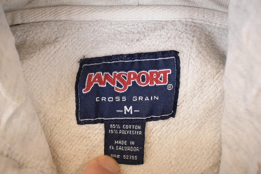 Vintage 1990s Jansport Cross Grain Johnnies Graphic Print Hoodie Sweatshirt Men's M - Image 5