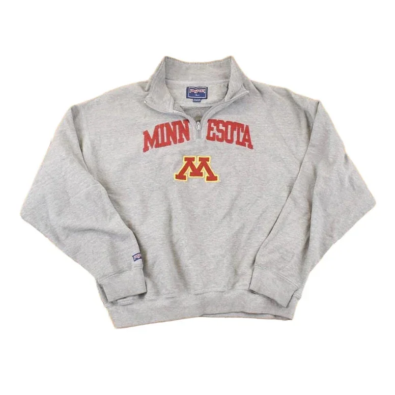 Vintage 1990s Jansport Minnesota Quarter Zip Embroidered University Crewneck Sweater Mens L