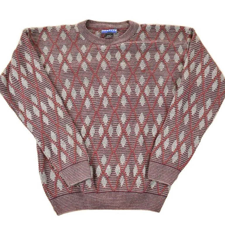 Vintage 1990s Jantzen Abstract Knit Crewneck Sweater Men's L