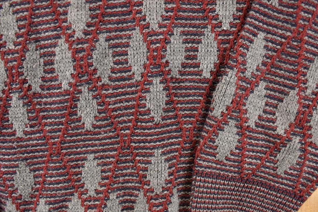 Vintage 1990s Jantzen Abstract Knit Crewneck Sweater Men's L - Image 3
