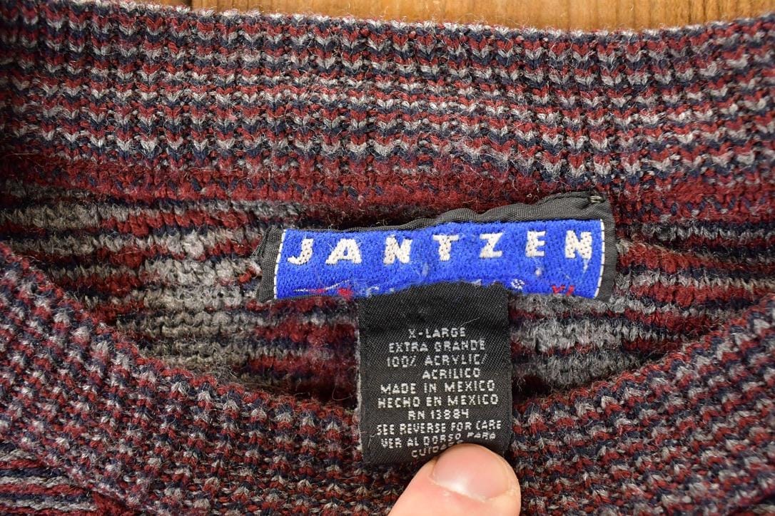 Vintage 1990s Jantzen Abstract Knit Crewneck Sweater Men's L - Image 4