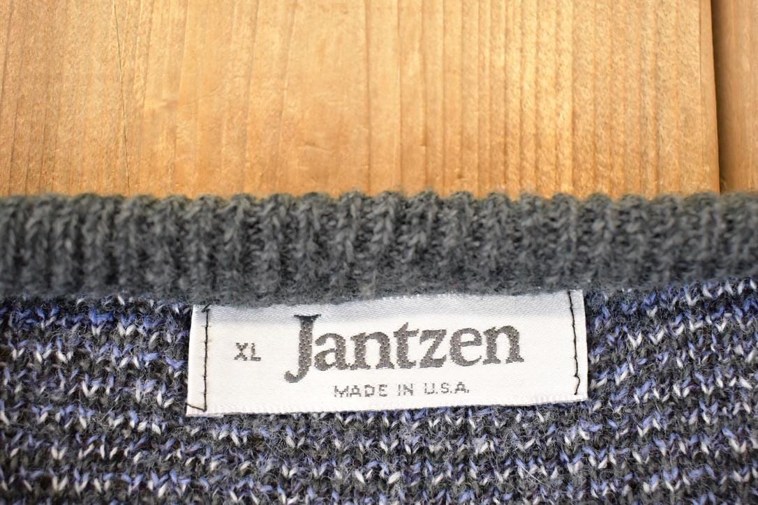 Vintage 1990s Jantzen Abstract Knit Crewneck Sweater Mens L - Image 4