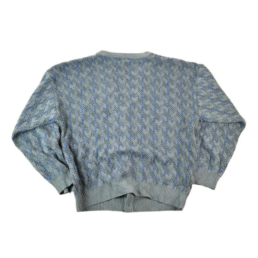 Vintage 1990s Jantzen Knit Abstract Pattern Cardigan Sweater Mens L - Image 2