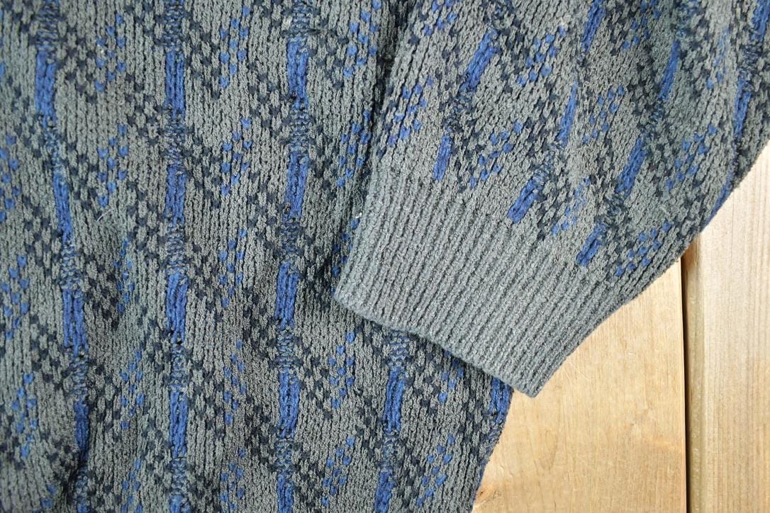 Vintage 1990s Jantzen Knit Abstract Pattern Cardigan Sweater Mens L - Image 4