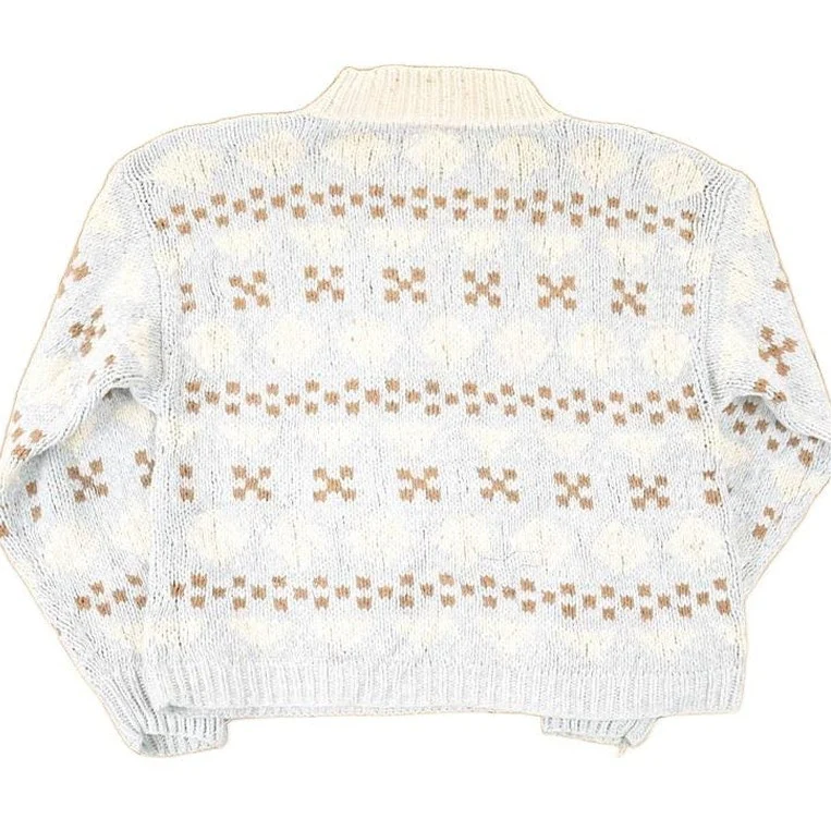 Vintage 1990s Jantzen Petit Hand Knit Silk Blend Abstract Pattern Crewneck Sweater Women's M Boxy - Image 2