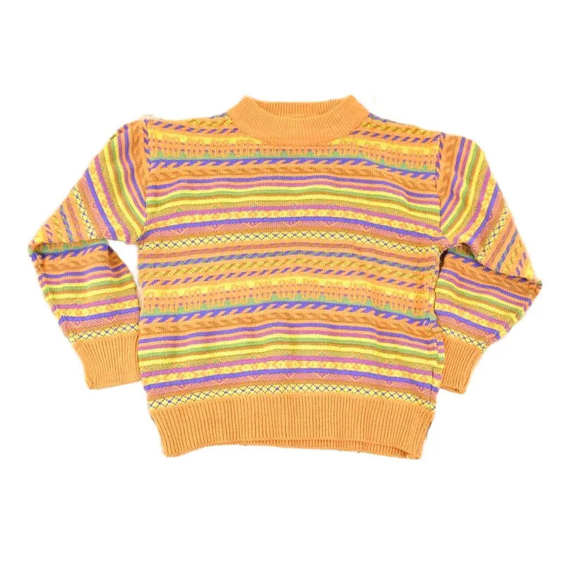 Vintage 1990s Jean Cox Striped Knit Crewneck Sweater Women's L
