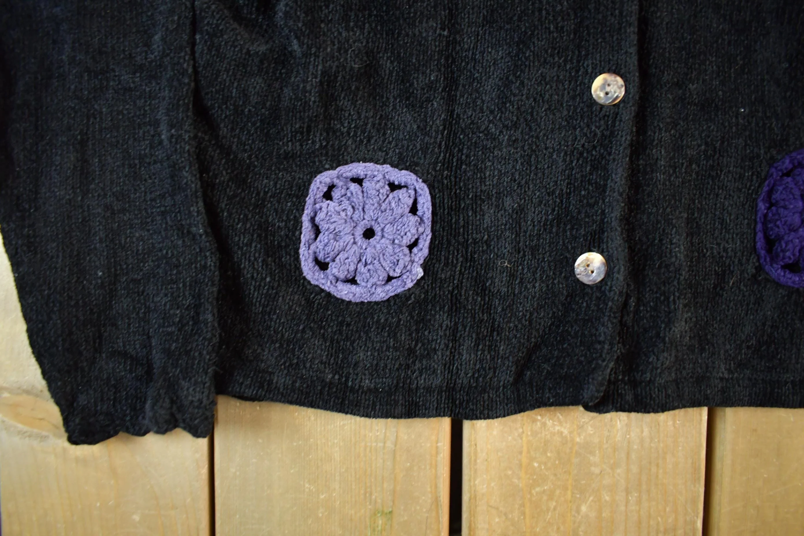 Vintage 1990s Jeffrey Todd Knit Floral Cardigan Sweater Women's Medium - Image 3
