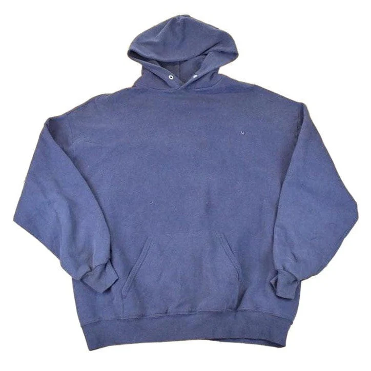 Vintage 1990s Jerzees Blank Navy Hoodie Sweatshirt Men's L