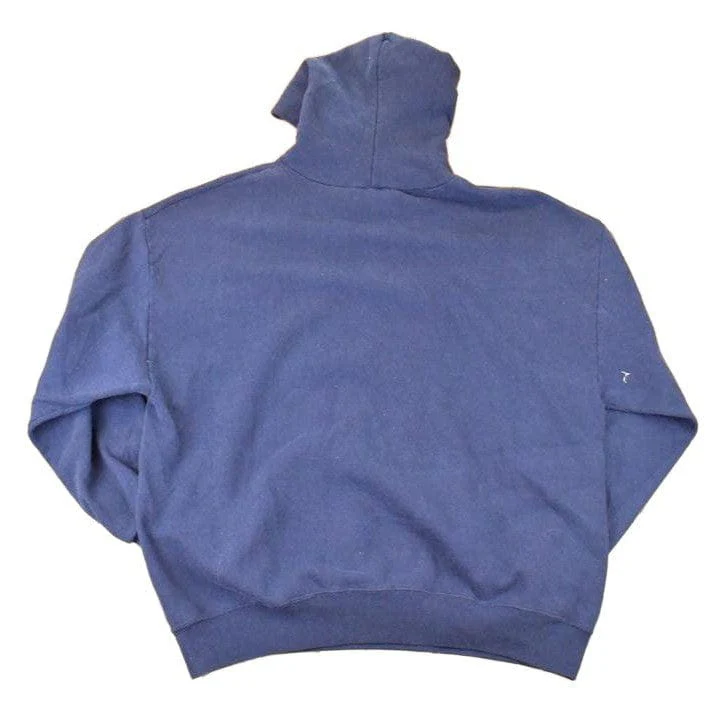 Vintage 1990s Jerzees Blank Navy Hoodie Sweatshirt Men's L - Image 2
