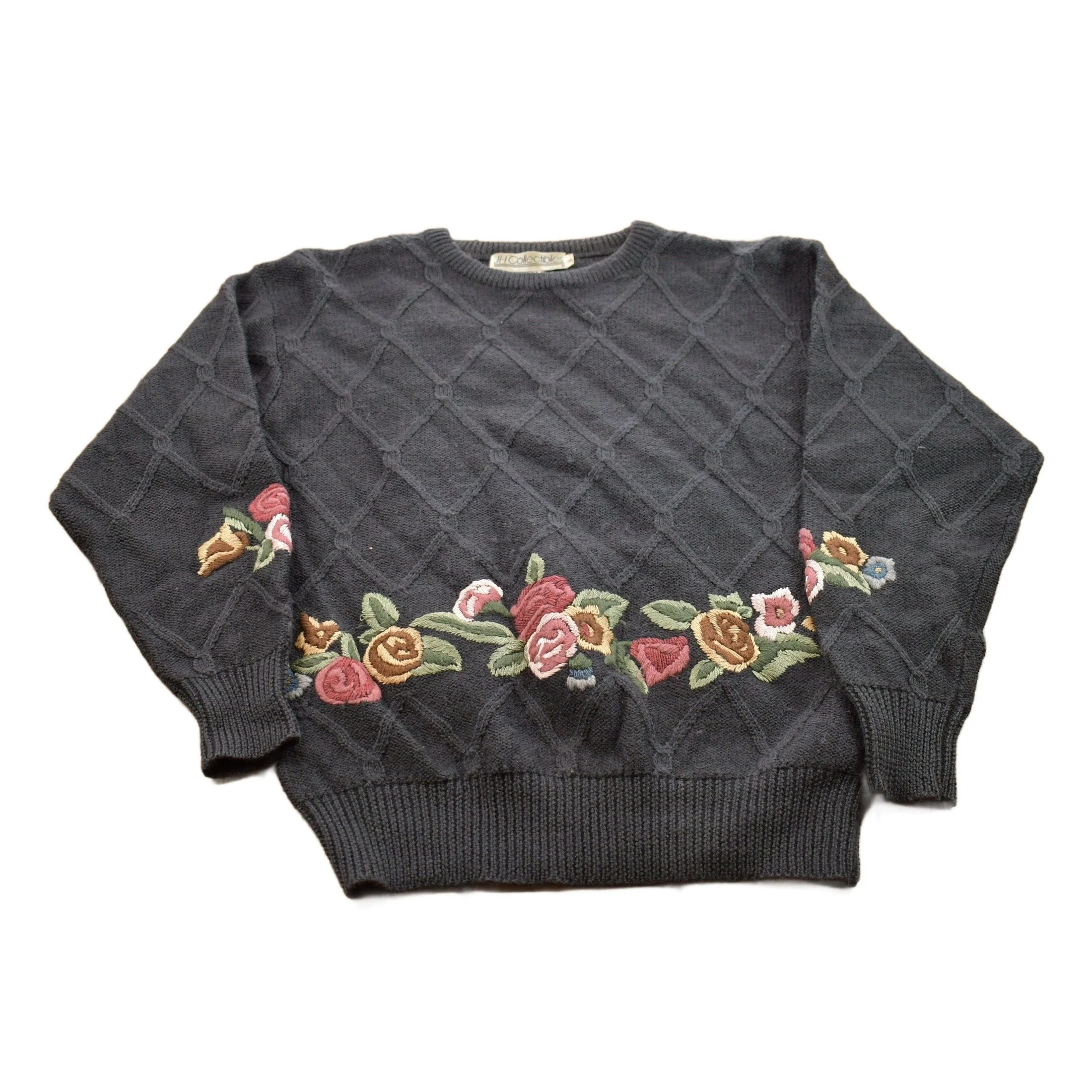 Vintage 1990s JH Collectibles Wool Knitted Crewneck Sweater Men's Small