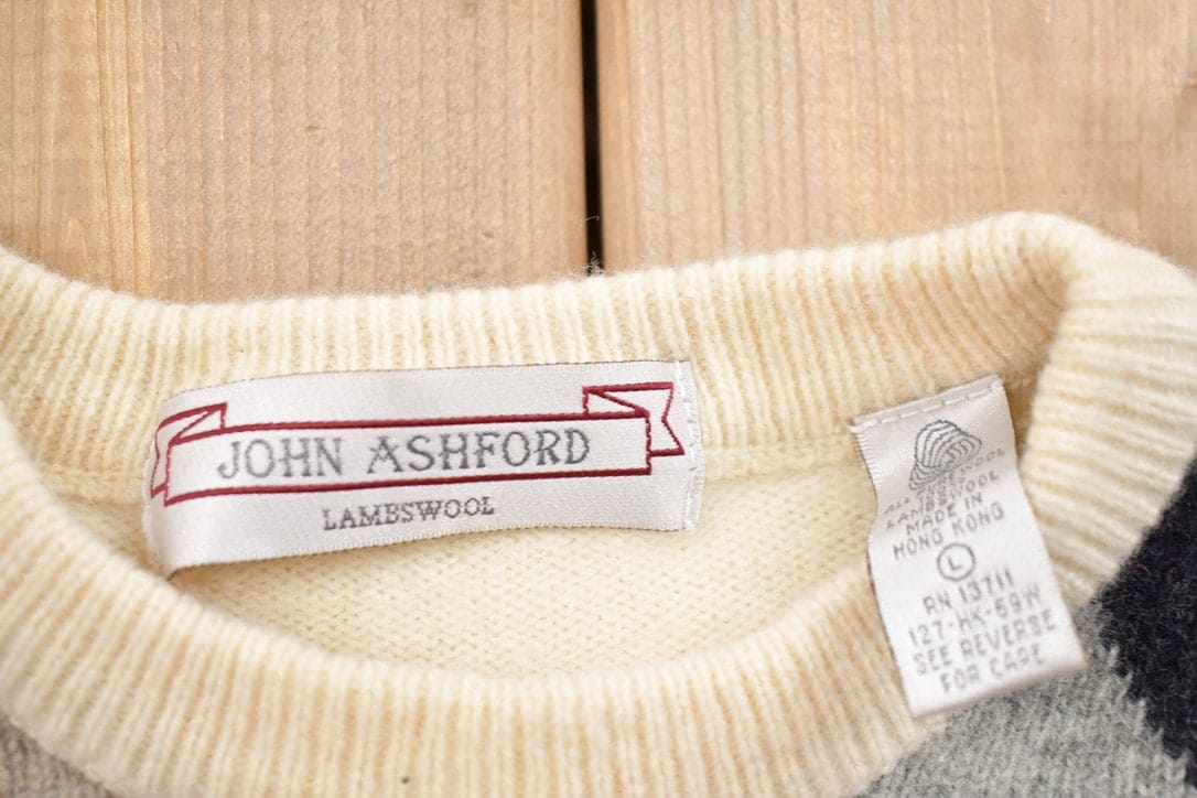 Vintage 1990s John Ashford Lambswool Argyle Crewneck Sweater Men's Small - Image 3