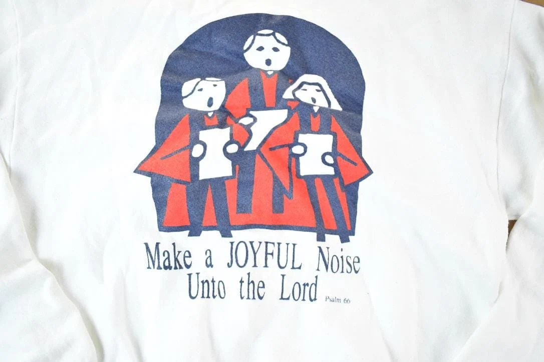 Vintage 1990s Joyful Noise Unto The World Crewneck Sweatshirt Mens L - Image 4