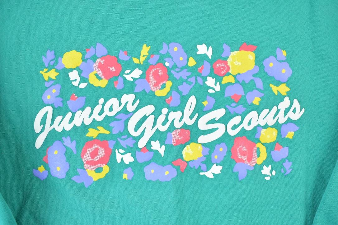 Vintage 1990s Junior Girl Scouts Cute Crewneck Sweater Men's XS - Image 4