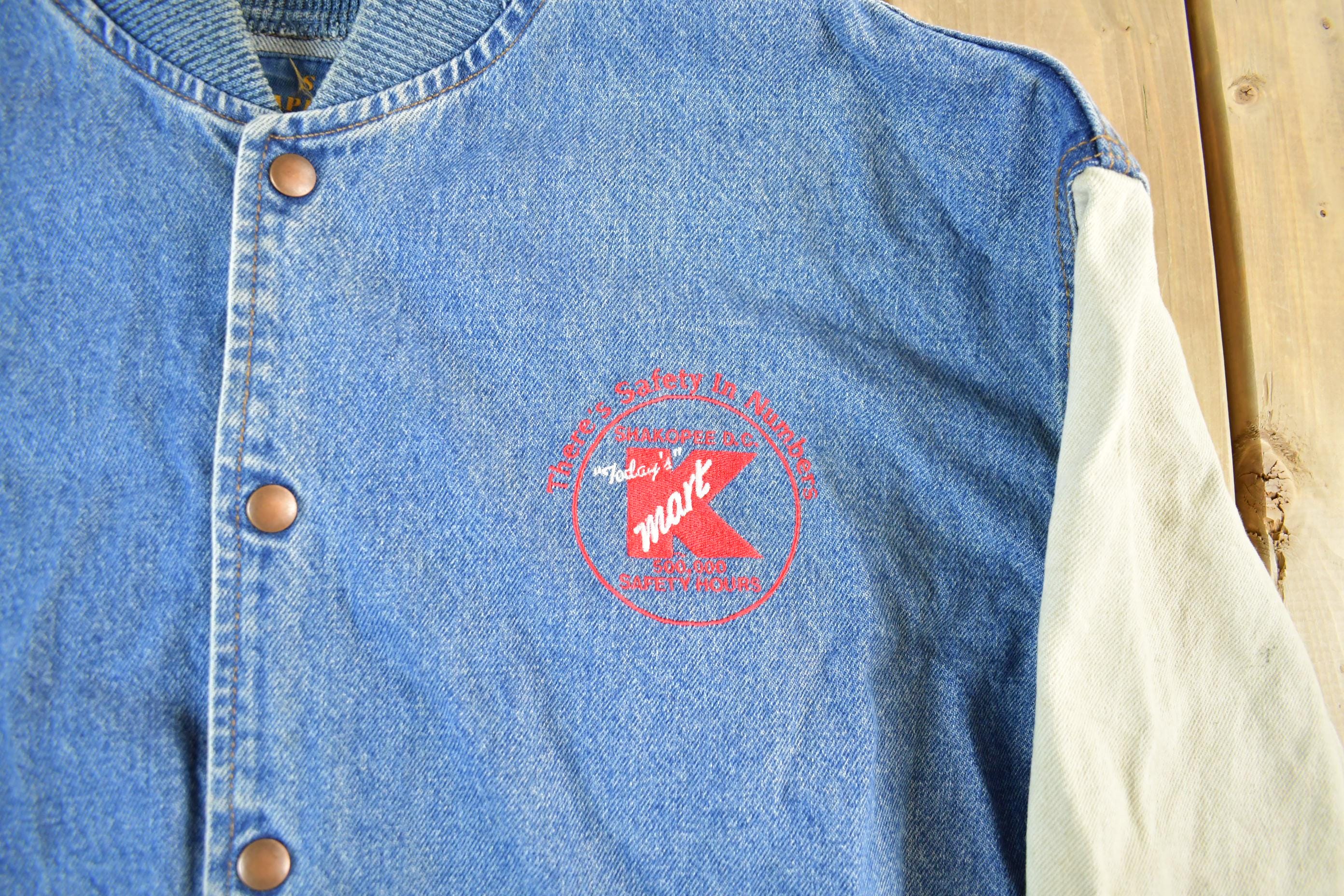 Vintage 1990s K Mart Denim Varsity Jacket Men's 2XL - Image 3