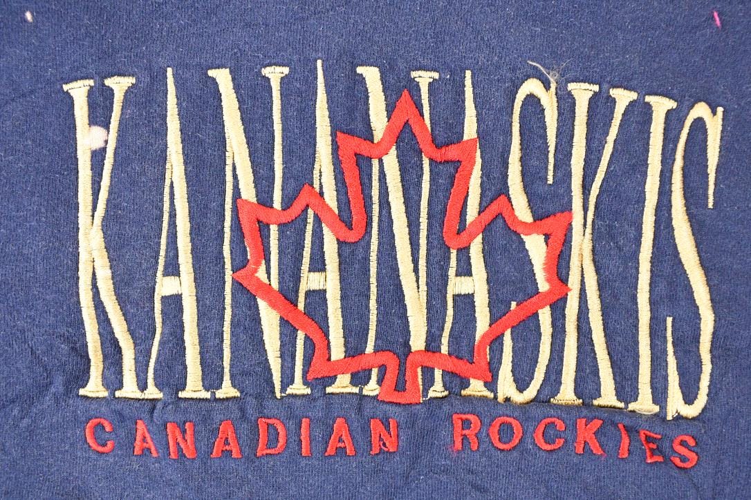 Vintage 1990s Kananaskis Canadian Rockies Embroidered Crewneck Sweatshirt Men's L - Image 3