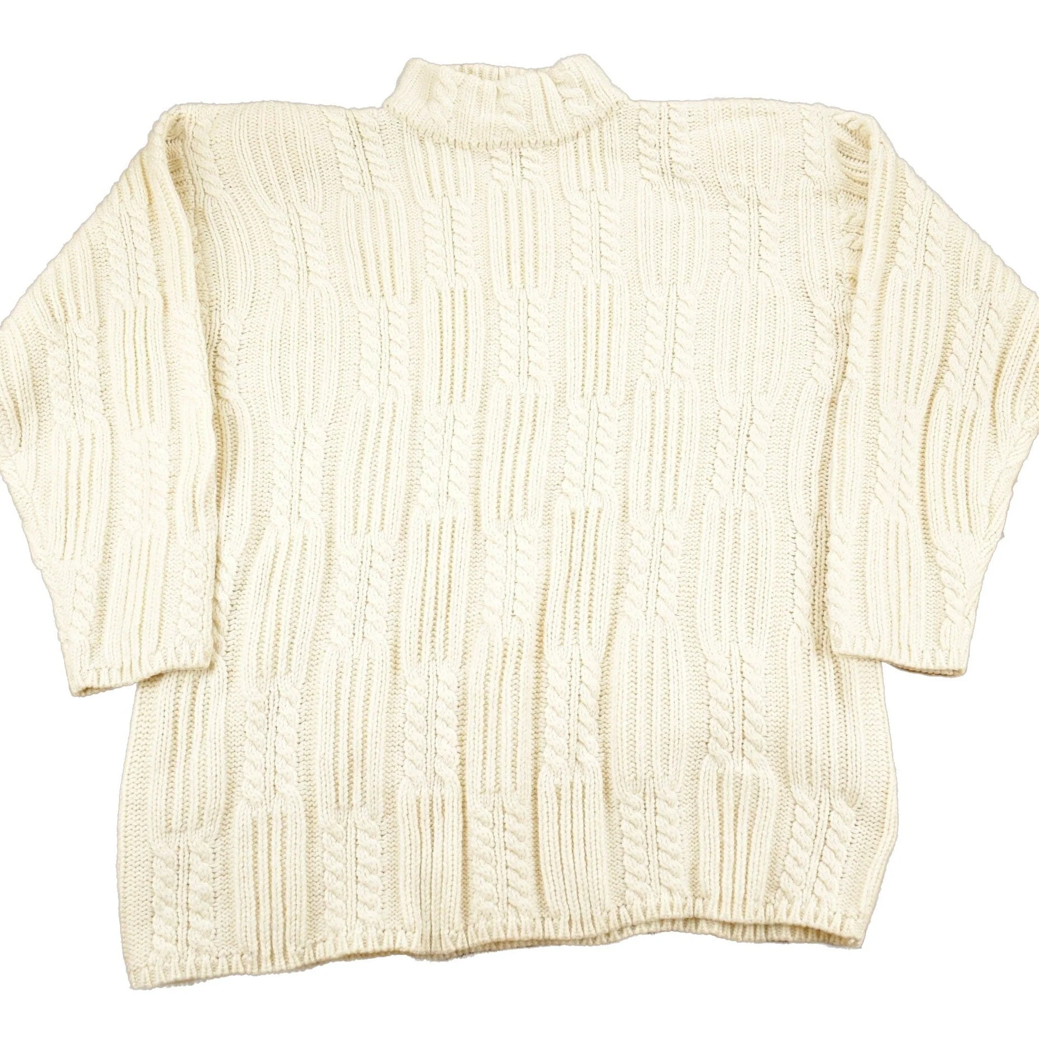 Vintage 1990s Karen Scott II Cable Knit Mockneck Sweater Women's 2XL