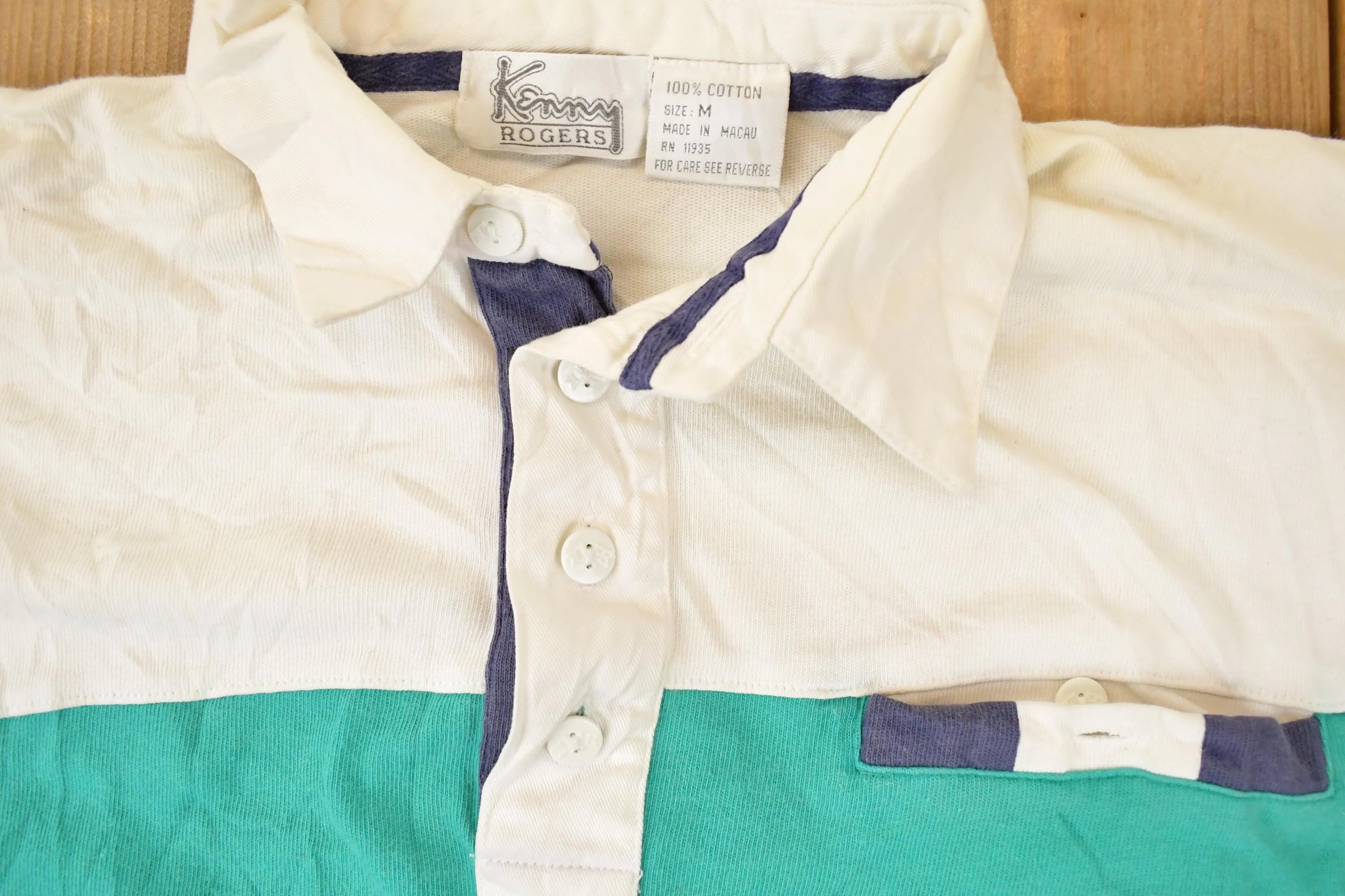 Vintage 1990s Kenny Rogers Quarter Button Rugby Shirt Men's M - Image 4