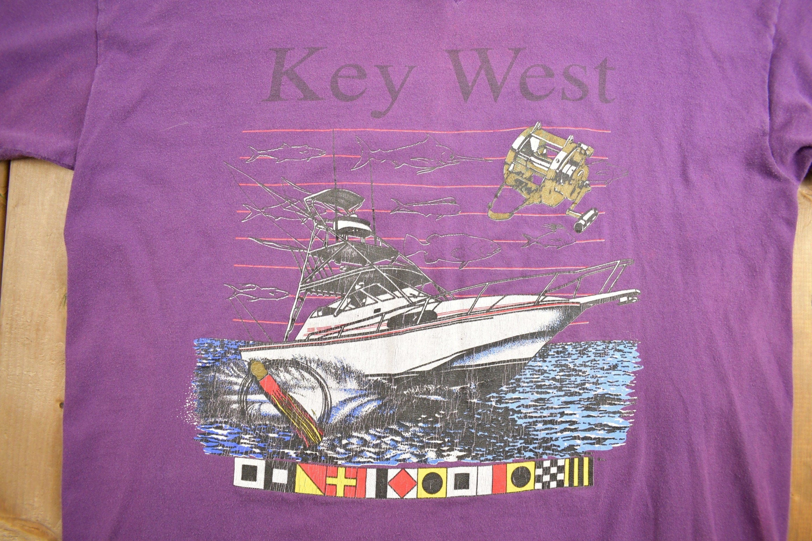 Vintage 1990s Key West Florida Sail Boat Souvenir T Shirt Men's XL - Image 3