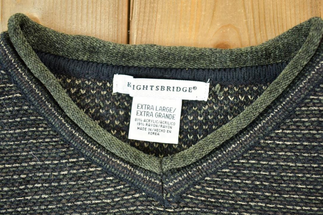 Vintage 1990s Knightsbridge Knit Abstract Pattern Crewneck Sweater Men's XL - Image 3