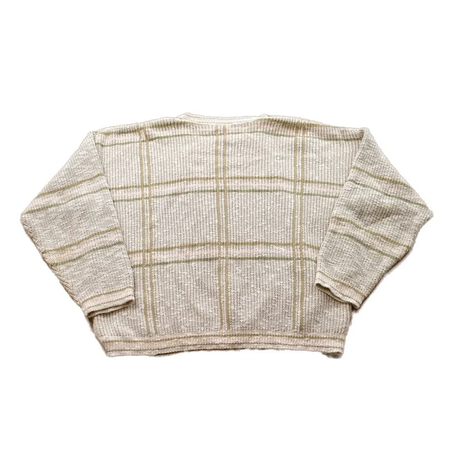 Vintage 1990s Knitted Check Crewneck Sweater Men's Large - Image 2