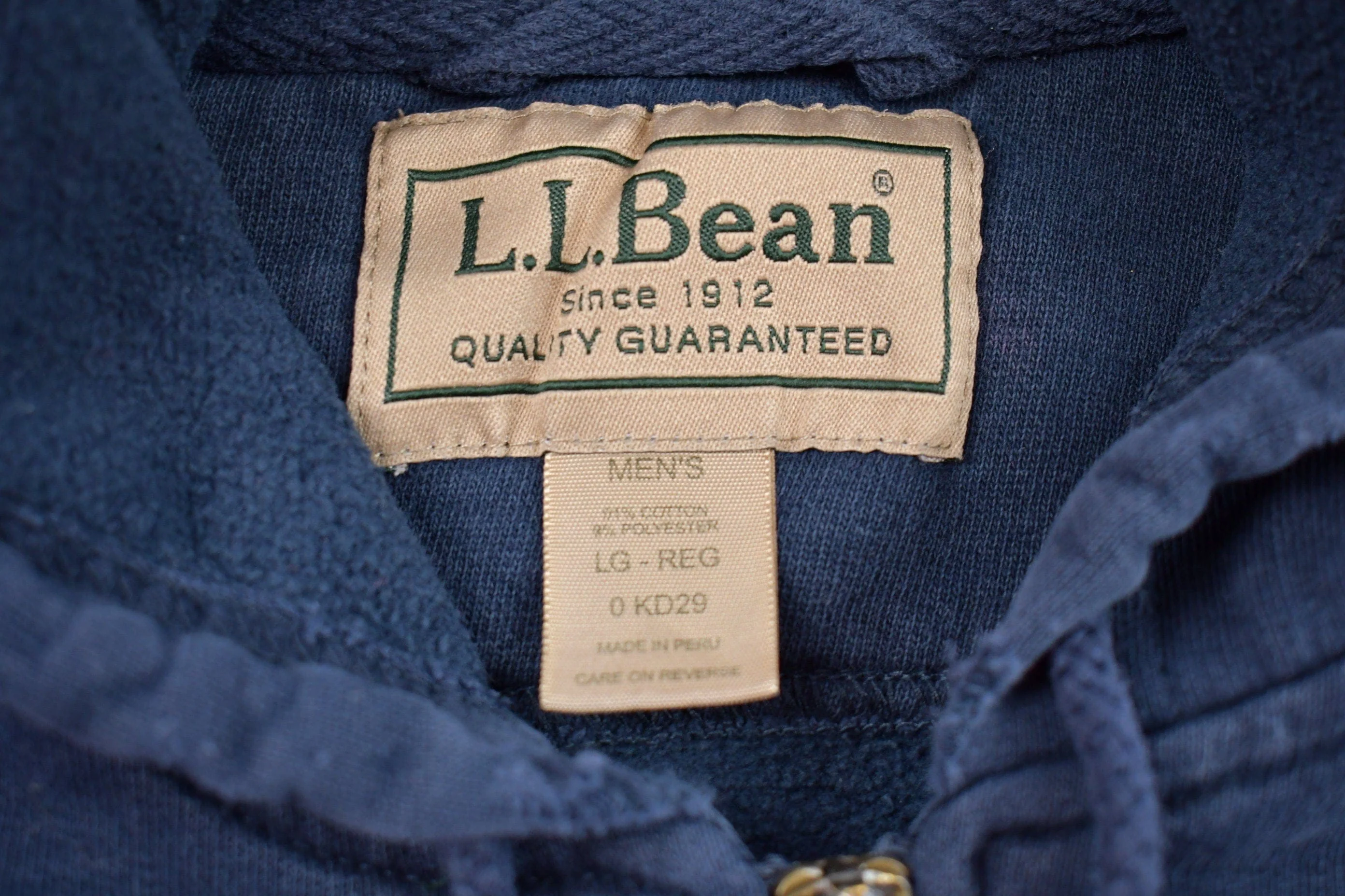 Vintage 1990s L.L. Bean Blank Zip Up Hoodie Men's MMen's Medium - Image 3