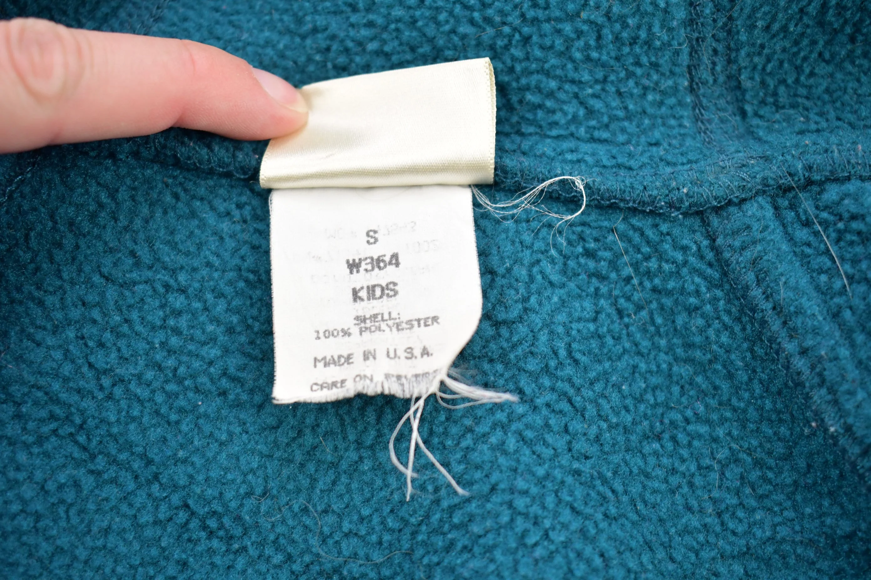 Vintage 1990s L.L. Bean Turquoise Fleece Hoodie Men's 2XS - Image 6