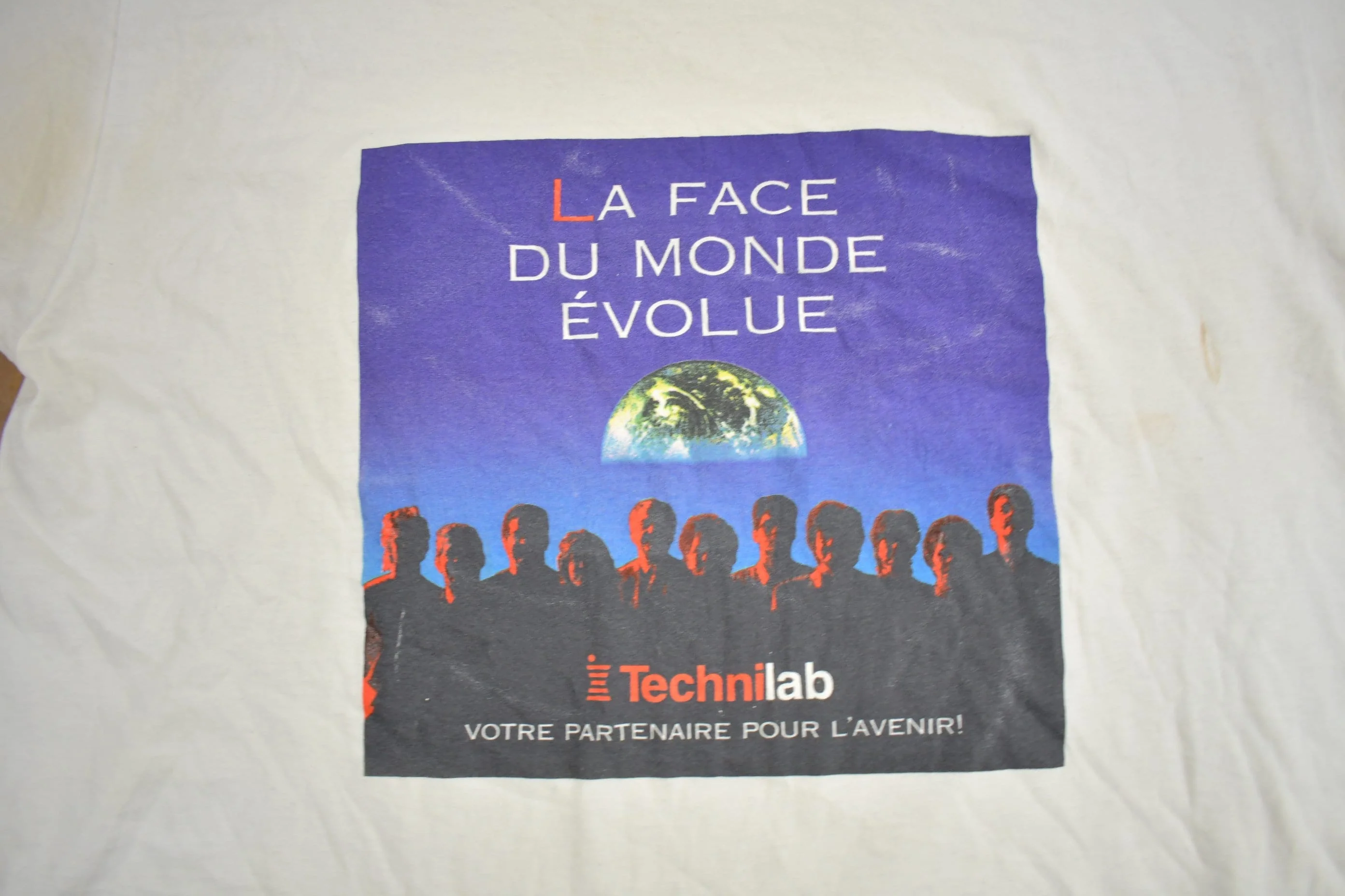 Vintage 1990s La Face Du Monde Évolue Technilab Graphic T Shirt Men's XL - Image 3
