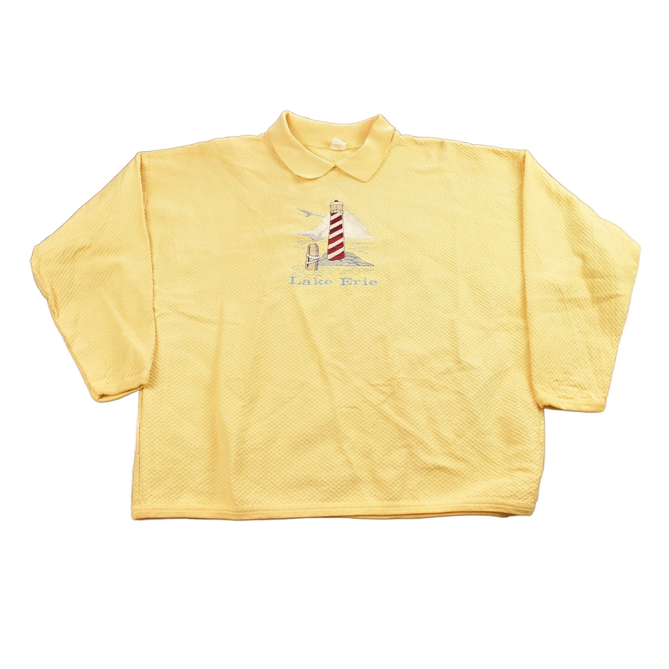 Vintage 1990s Lake Erie Lighthouse Collared Sweatshirt Women's XL