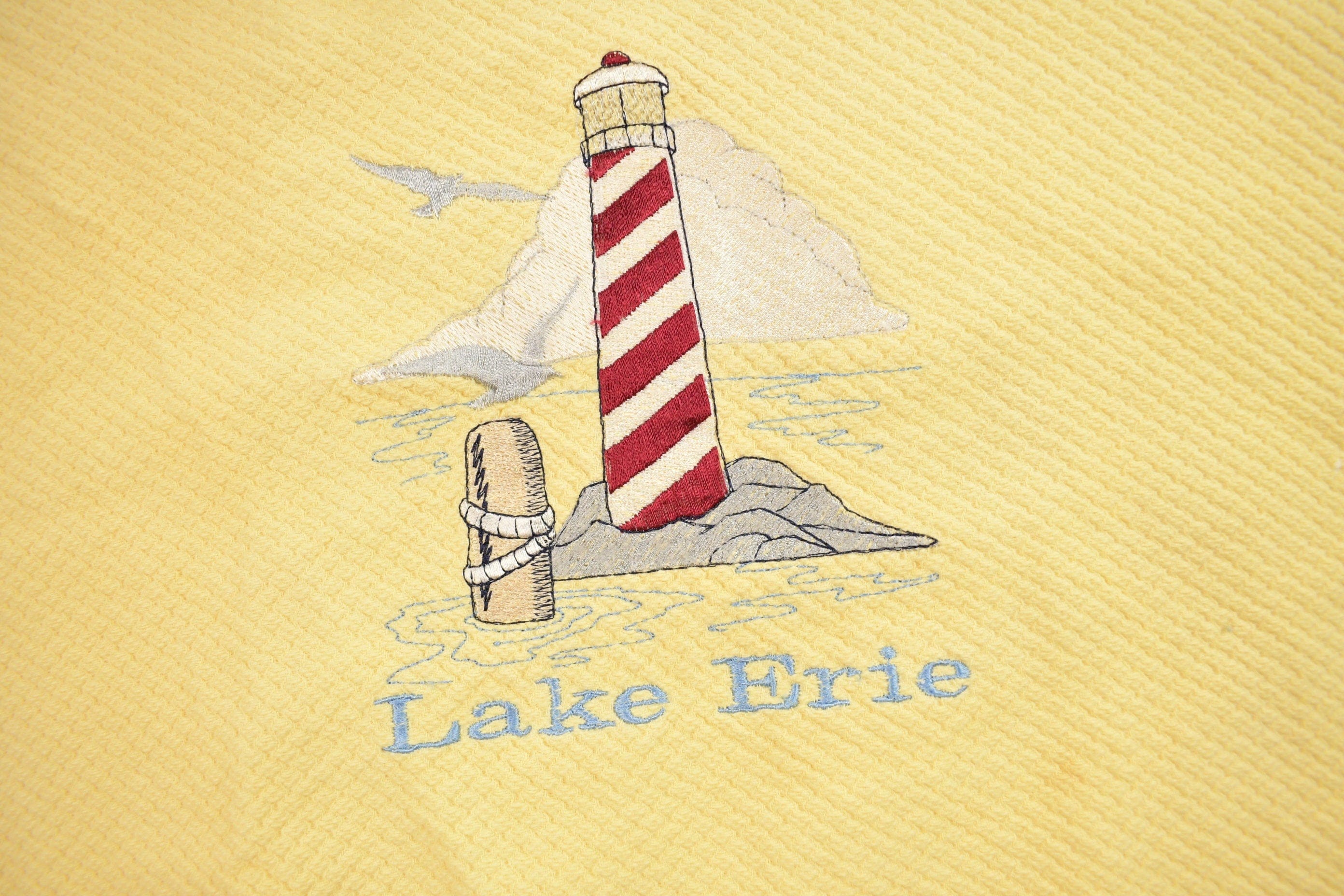 Vintage 1990s Lake Erie Lighthouse Collared Sweatshirt Women's XL - Image 3