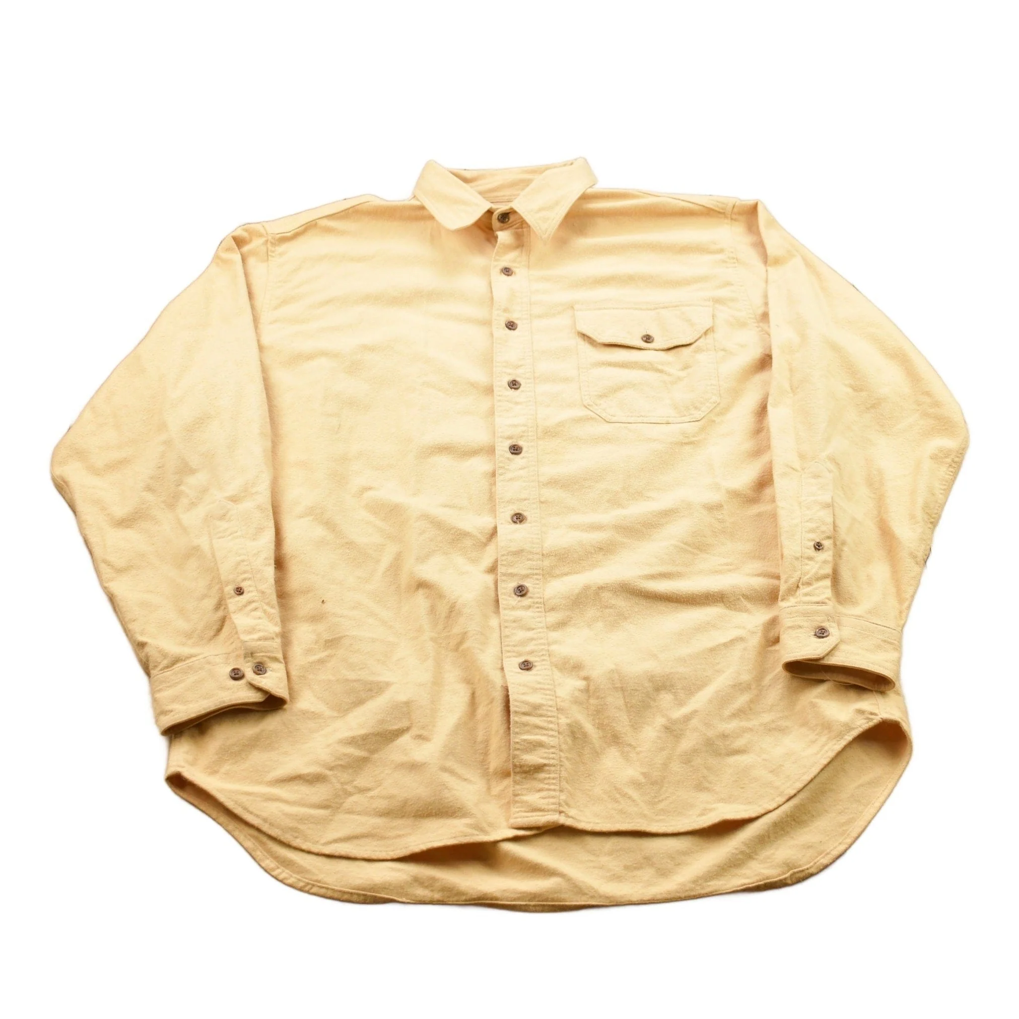 Vintage 1990s Land's End Blank Yellow Button Up Shirt Men's 2XL