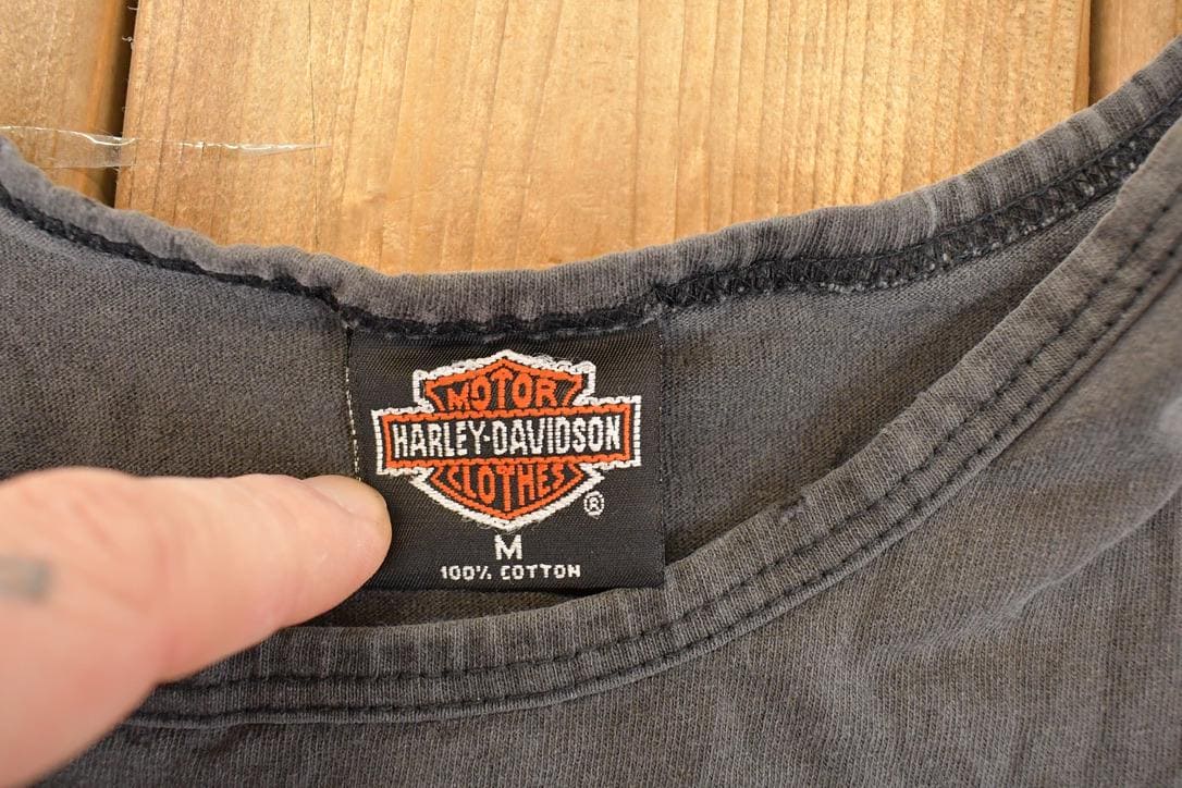Vintage 1990s Laugerman's Harley Davidson Motorcycles Howling Wolf Eagle Biker Tank Top Women's M - Image 7