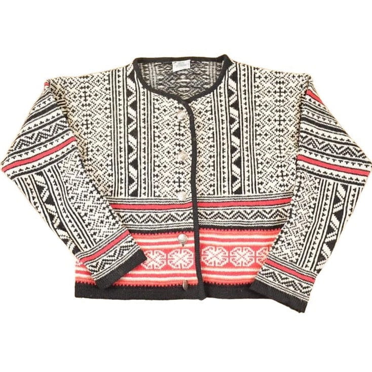 Vintage 1990s Laura Ashley Wool Knit Cardigan Sweater Women's S