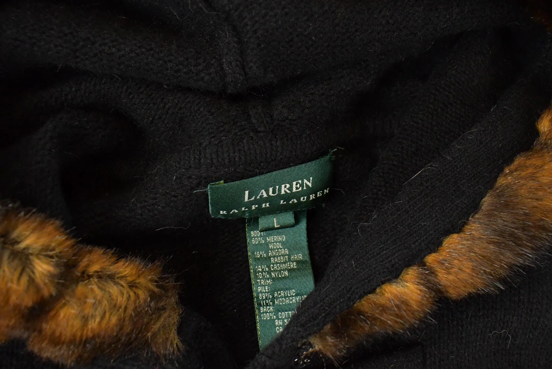 Vintage 1990s Lauren Ralph Lauren Knit Hooded Wool Sweater Women's L - Image 5