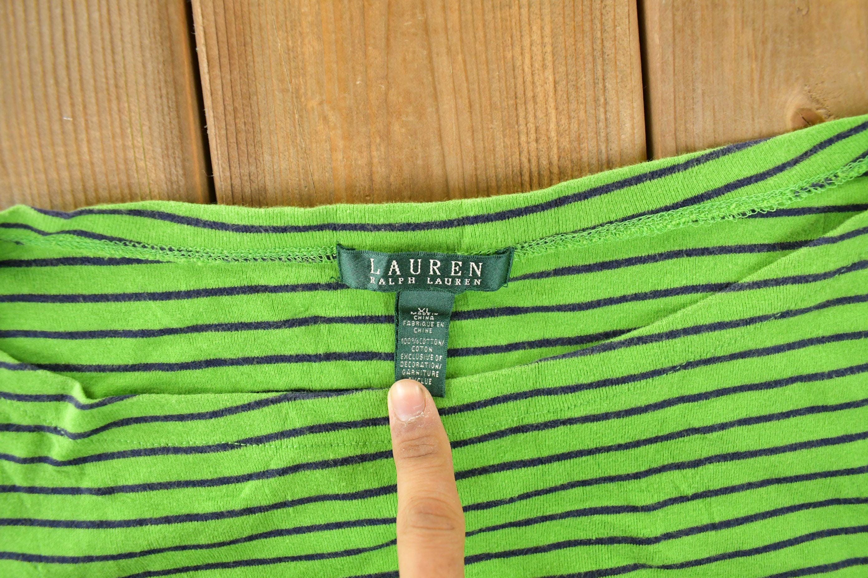 Vintage 1990s Lauren Ralph Lauren Striped Boating T-Shirt Women's Medium - Image 4